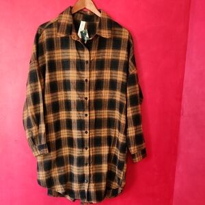 Blooming Jelly Brown Black Plaid Shirt Dress
